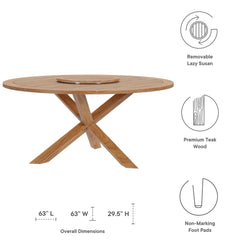 Wellspring Natural 63" Outdoor Patio Teak Wood Dining Table - Ornate Home