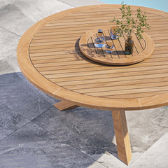 Wellspring Natural 63" Outdoor Patio Teak Wood Dining Table - Ornate Home