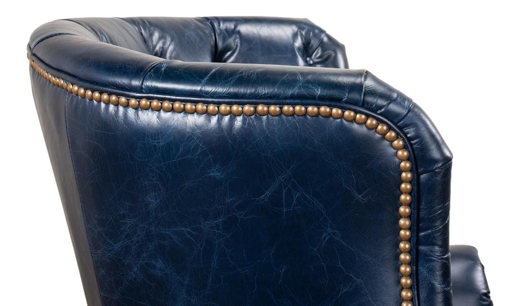 Welsh Blue Leather Chair - Ornate Home
