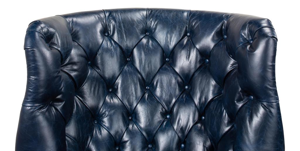 Welsh Blue Leather Chair - Ornate Home