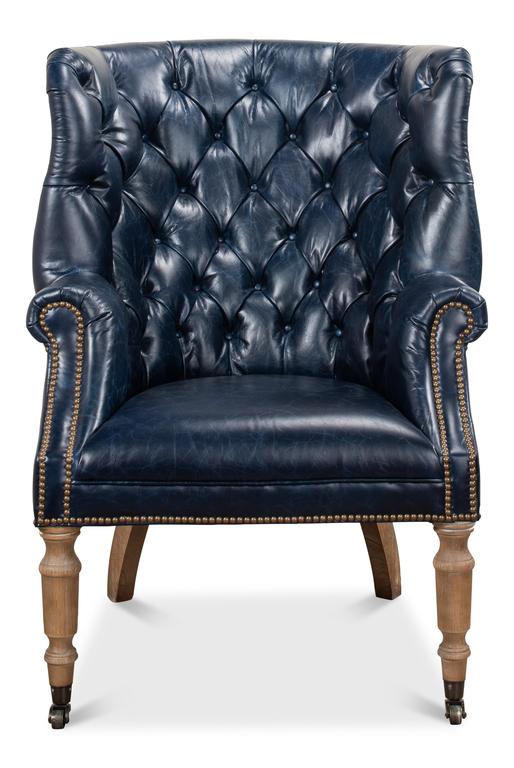 Welsh Blue Leather Chair - Ornate Home