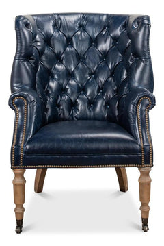 Welsh Blue Leather Chair - Ornate Home