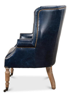 Welsh Blue Leather Chair - Ornate Home