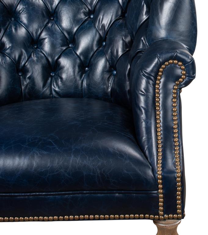 Welsh Blue Leather Chair - Ornate Home