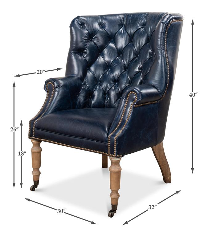 Welsh Blue Leather Chair - Ornate Home