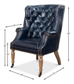 Welsh Blue Leather Chair - Ornate Home