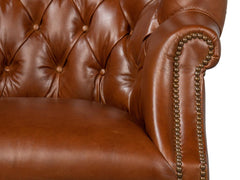 Welsh Brown Leather Chair - Ornate Home