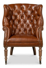 Welsh Brown Leather Chair - Ornate Home