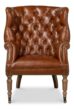 Welsh Brown Leather Chair - Ornate Home