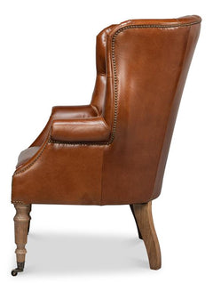 Welsh Brown Leather Chair - Ornate Home