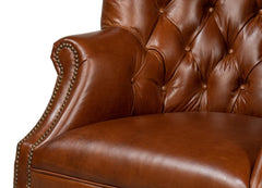 Welsh Brown Leather Chair - Ornate Home