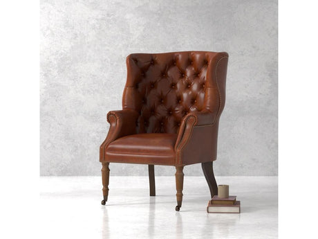 Welsh Brown Leather Chair - Ornate Home