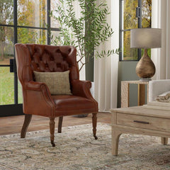 Welsh Brown Leather Chair - Ornate Home