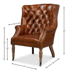 Welsh Brown Leather Chair - Ornate Home