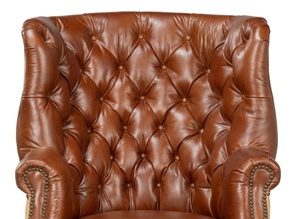 Welsh Brown Leather & Jute Chair - Ornate Home
