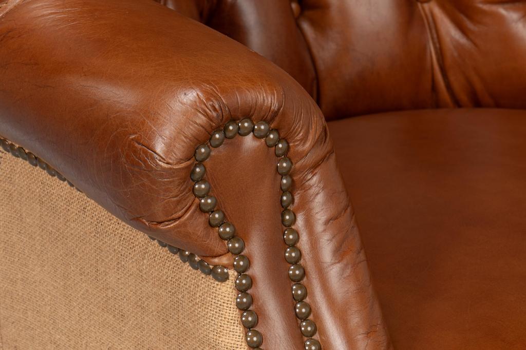 Welsh Brown Leather & Jute Chair - Ornate Home