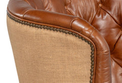 Welsh Brown Leather & Jute Chair - Ornate Home