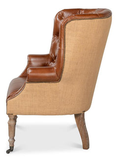 Welsh Brown Leather & Jute Chair - Ornate Home