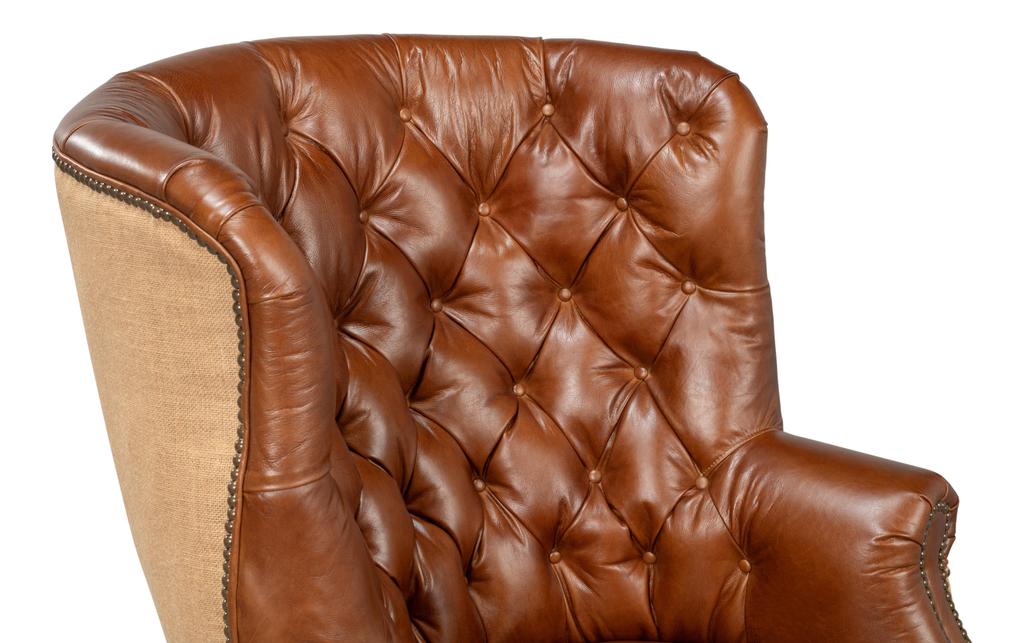 Welsh Brown Leather & Jute Chair - Ornate Home