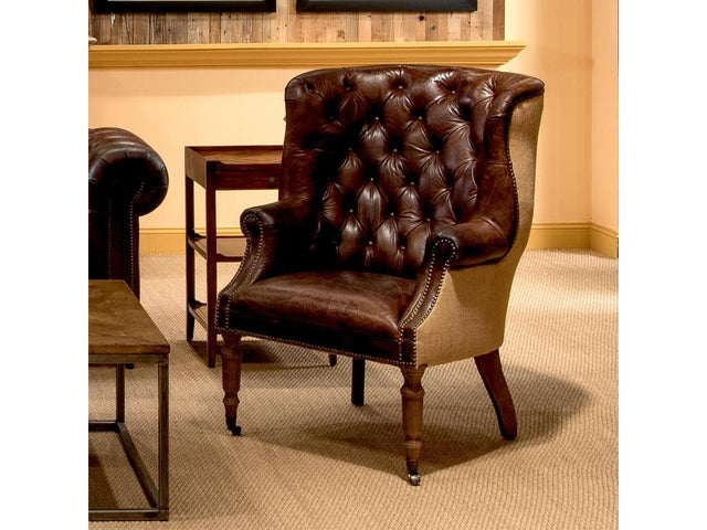 Welsh Brown Leather & Jute Chair - Ornate Home