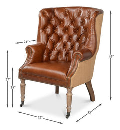 Welsh Brown Leather & Jute Chair - Ornate Home