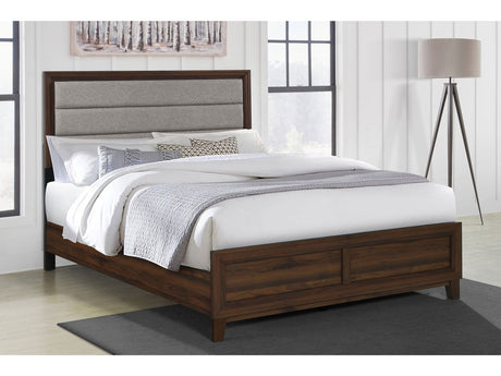 Welsley Walnut 50-inch Upholstered California King Bed - Ornate Home