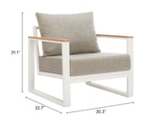 Welt Taupe & White Armchair