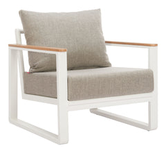 Welt Taupe & White Outdoor Armchair - Ornate Home