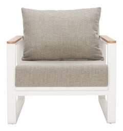 Welt Taupe & White Outdoor Armchair - Ornate Home