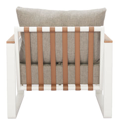 Welt Taupe & White Outdoor Armchair - Ornate Home