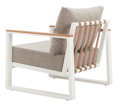 Welt Taupe & White Outdoor Armchair - Ornate Home