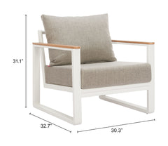 Welt Taupe & White Outdoor Armchair - Ornate Home