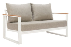 Welt Taupe & White Outdoor Sofa - Ornate Home