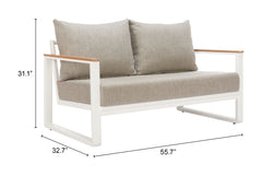 Welt Taupe & White Outdoor Sofa - Ornate Home