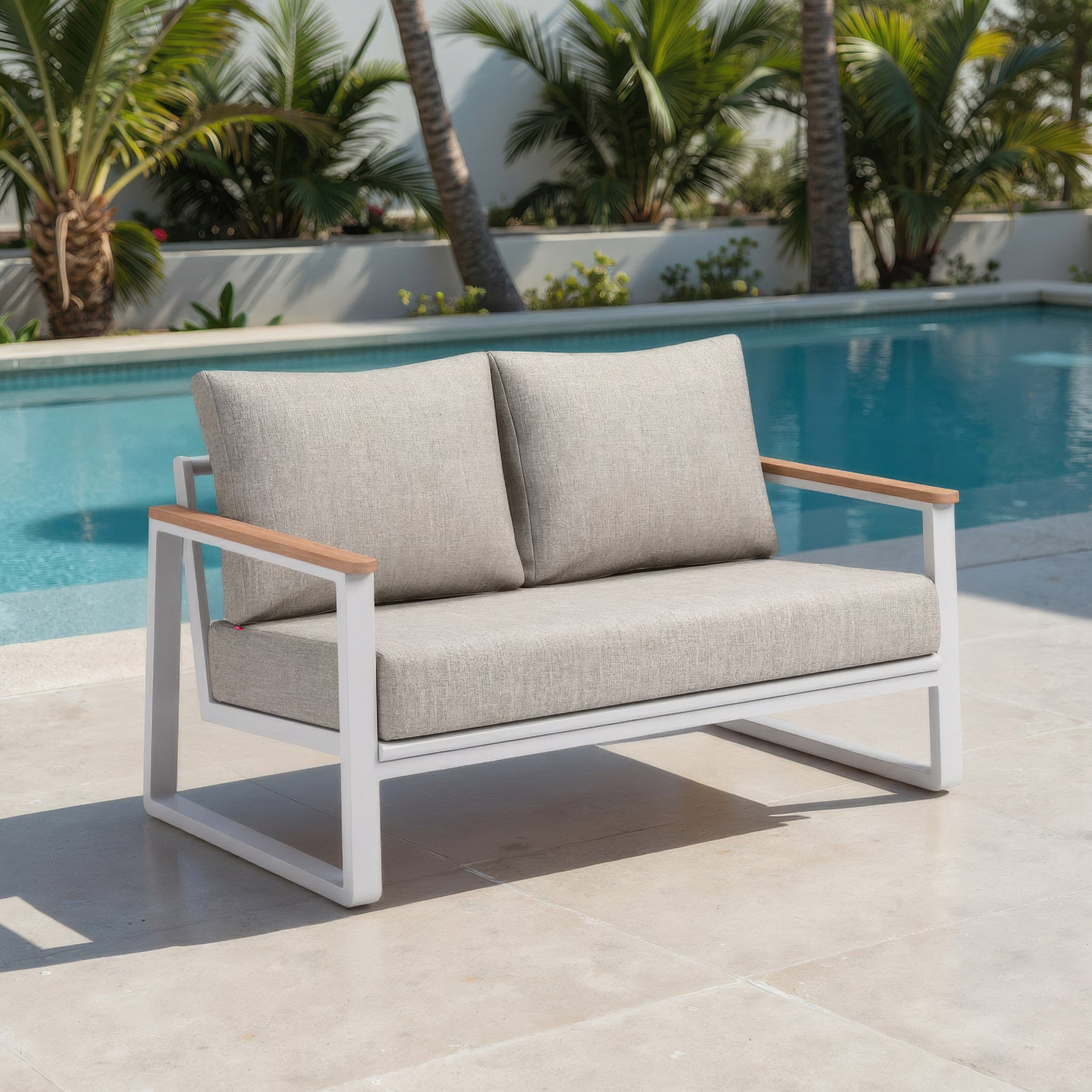 Welt Taupe & White Sofa