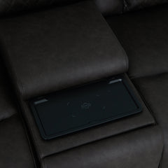 Wendell Dark Gray Microfiber Power Motion Loveseat w/Console - Ornate Home