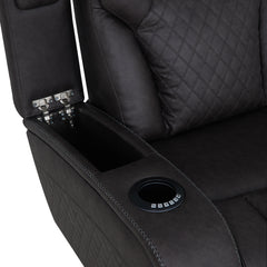 Wendell Dark Gray Microfiber Power Motion Loveseat w/Console - Ornate Home