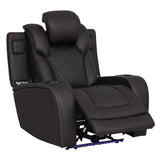 Wendell Dark Gray Microfiber Power Motion Recliner w/Storage,USB & LED - Ornate Home