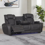 Wendell Dark Gray Microfiber Power Motion Sofa w/Dropdown Table - Ornate Home