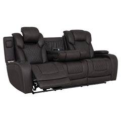 Wendell Dark Gray Microfiber Power Motion Sofa w/Dropdown Table - Ornate Home