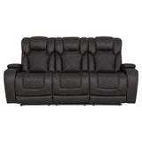 Wendell Dark Gray Microfiber Power Motion Sofa w/Dropdown Table - Ornate Home