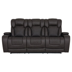 Wendell Dark Gray Microfiber Power Motion Sofa w/Dropdown Table - Ornate Home