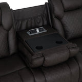 Wendell Dark Gray Microfiber Power Motion Sofa w/Dropdown Table - Ornate Home