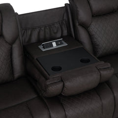 Wendell Dark Gray Microfiber Power Motion Sofa w/Dropdown Table - Ornate Home