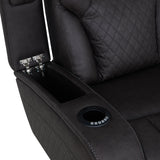 Wendell Dark Gray Microfiber Power Motion Sofa w/Dropdown Table - Ornate Home