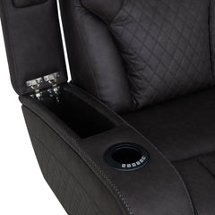 Wendell Dark Gray Microfiber Power Motion Sofa w/Dropdown Table - Ornate Home