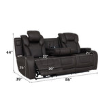 Wendell Dark Gray Microfiber Power Motion Sofa w/Dropdown Table - Ornate Home
