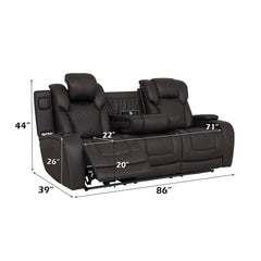 Wendell Dark Gray Microfiber Power Motion Sofa w/Dropdown Table - Ornate Home