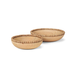 Wendell Light Brown Wood with Wood Bead Round Bowls - Ornate Home