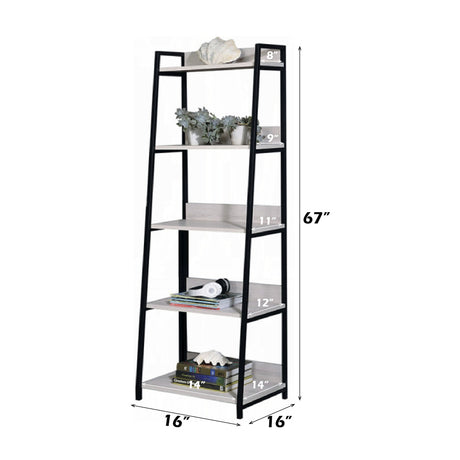 Wendral Natural & Black Bookshelf (5Tier, 16"L) - Ornate Home